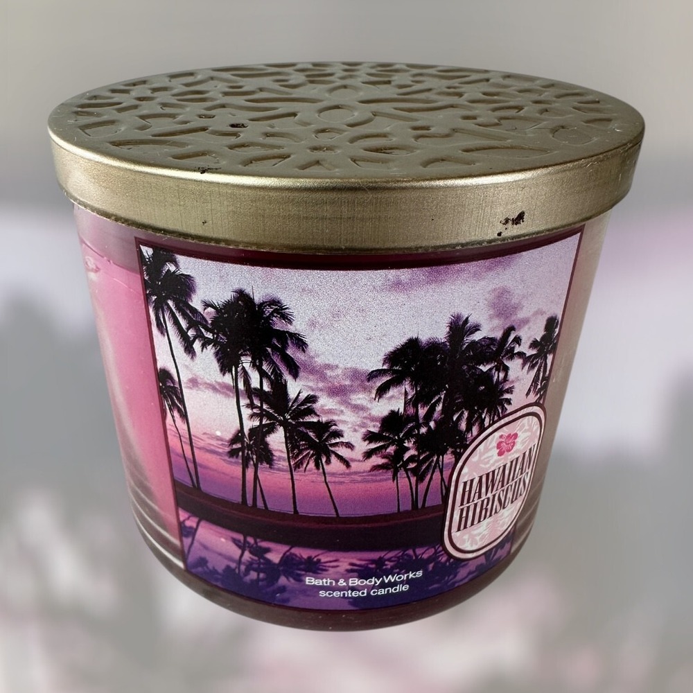 NEW! Bath & Body Works Hawaiian Hibiscus Scented 3 Wick Candle Large 14.5 OZ - Picture 1 of 8